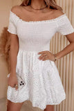 Elegant Solid Hollowed Out Off the Shoulder A Line Dresses