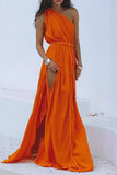 Sexy Vacation Solid Color Slit Strap Design Swimwears Cover Up