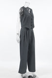 Casual Daily Buckle Ruched V Neck Sleeveless Two Pieces