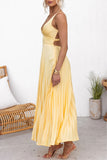 Sexy Pleated V Neck Sleeveless Dresses
