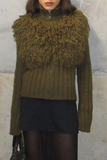 Casual Solid Color Fringed Trim Zipper Turtleneck Sweaters