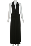 Sexy Solid Color Slit Halter Sleeveless Dresses(3 Colors)