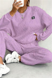 Casual Basic O Neck Long Sleeve Two Pieces(7 Colors)