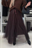 Elegant Lace Up Mesh High Waist Type A Bottoms