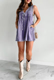 Casual Street Pocket Lace Up V Neck Sleeveless Loose Denim Jumpsuits(9 Colors)