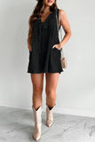 Casual Street Pocket Lace Up V Neck Sleeveless Loose Denim Jumpsuits(9 Colors)