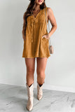 Casual Street Pocket Lace Up V Neck Sleeveless Loose Denim Jumpsuits(9 Colors)
