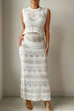 Sexy Hollow Out O Neck Sleeveless Two Pieces(3 Colors)