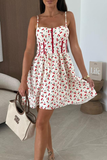 Sexy Print Backless Spaghetti Strap A Line Dresses