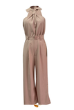Casual British Style Solid Pocket Zipper Halter Jumpsuits(4 Colors)