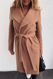 Fashion Sweet Solid Cardigan Turndown Collar Outerwear (No Belt)(6 Colors)