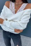 Fashion Sexy Solid Hollowed Out Patchwork V Neck Sweaters(3 Colors)
