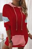 Casual Solid Patchwork Hooded Collar Tops(4 Colors)