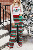 Fashion Street Snowflakes Patchwork Letter Spaghetti Strap Loose Jumpsuits