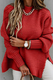 Fashion Street Solid Slit O Neck Sweaters(3 Colors)