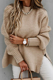 Fashion Street Solid Slit O Neck Pullover (3 Farben)