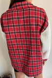 Fashion Casual Plaid Print Patchwork Cardigan Turndown Collar Outerwear(4 Colors)