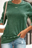 Casual Solid Split Joint O Neck Tops(5 Colors)