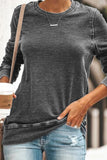 Casual Solid Split Joint O Neck Tops(5 Colors)