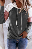 Casual Solid Patchwork Hooded Collar Tops(14 Colors)
