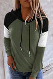 Casual Solid Patchwork Hooded Collar Tops(14 Colors)