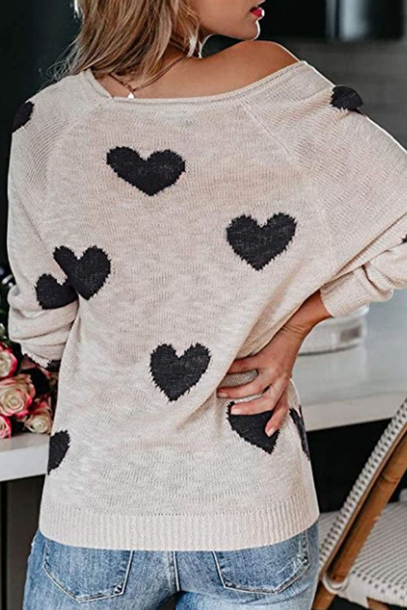 Casual Print Basic V Neck Mid Waist Sweater(5 Colors)