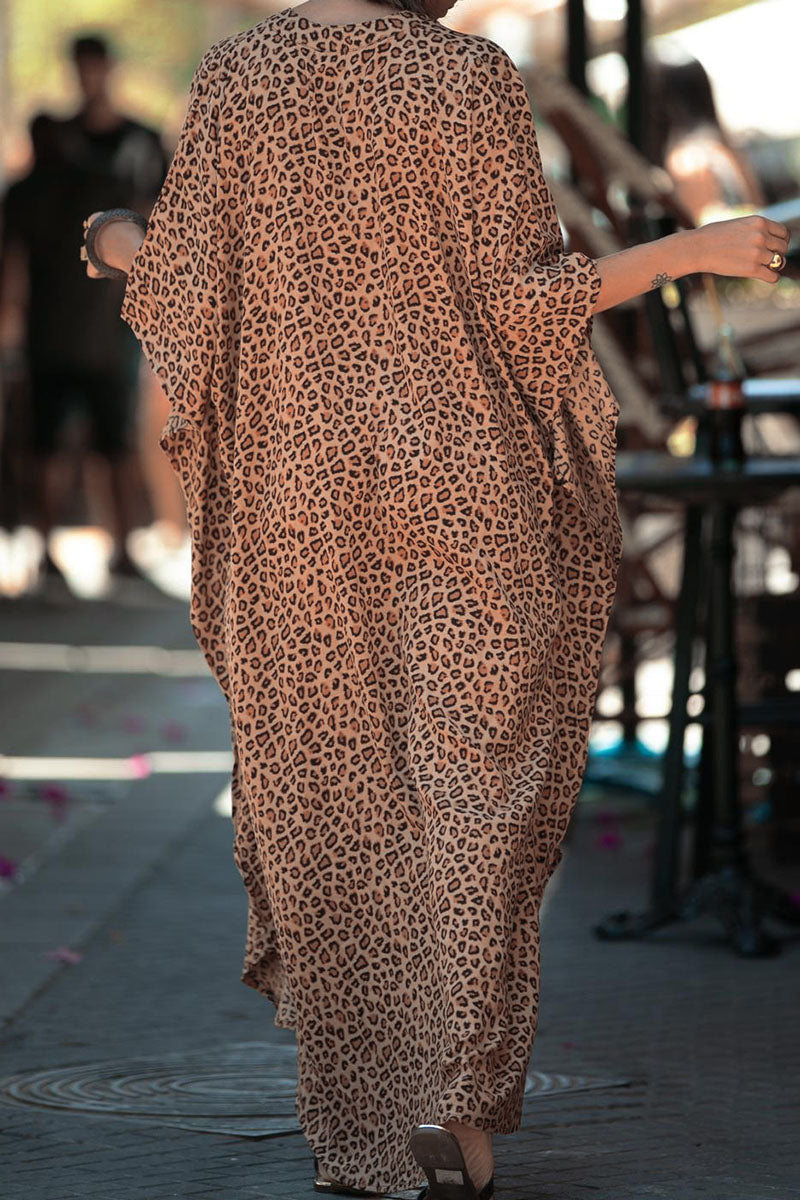 Moda férias leopardo assimétrico trajes de banho encobrir