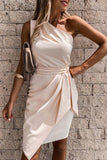 Fashion Simplicity Solid Patchwork One Shoulder Irregular Dresses(5 Colors)