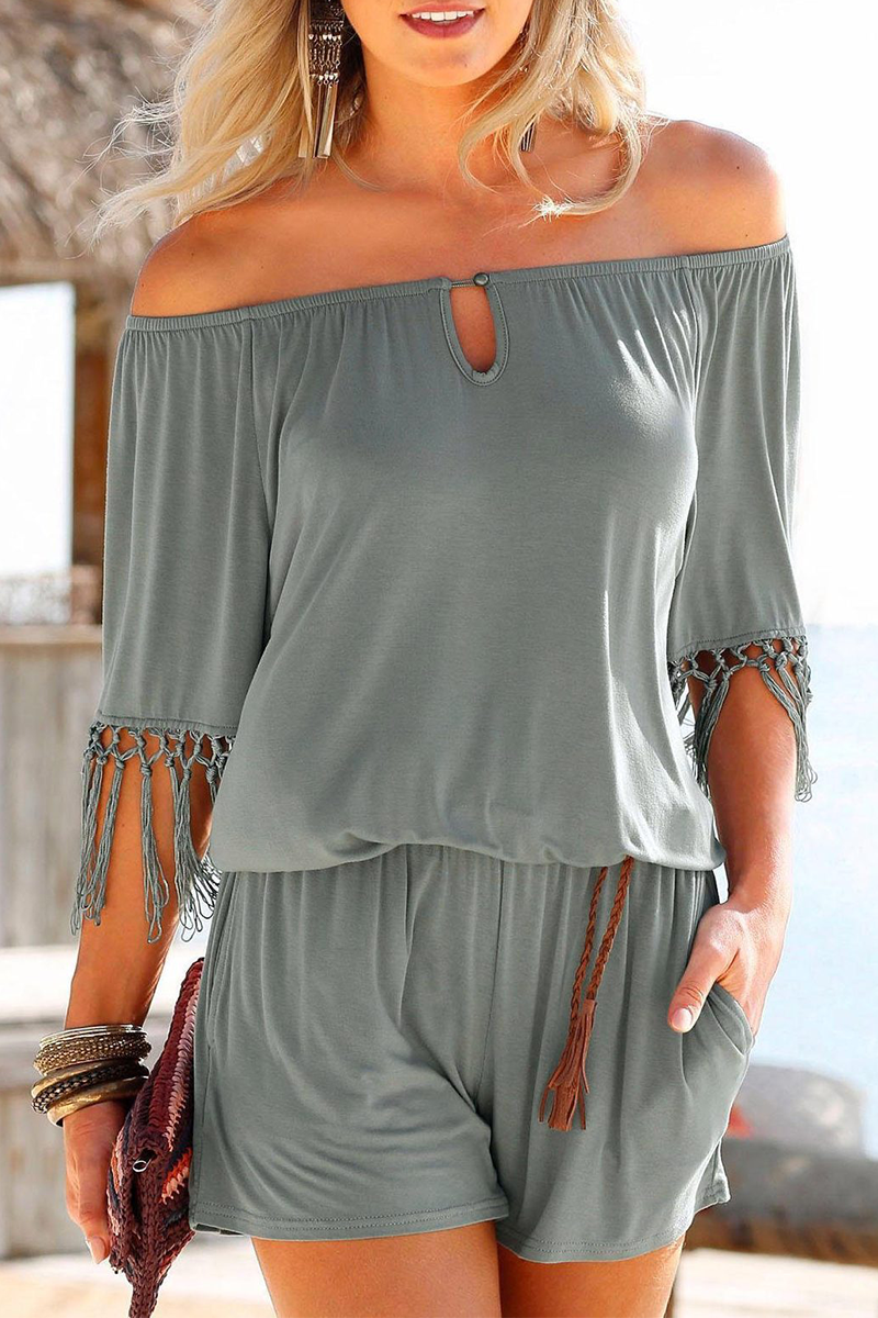 Casual Solid Without Belt Off the Shoulder Straight Jumpsuits(3 Colors)