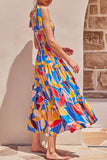 Fashion Bohemian Print Patchwork Spaghetti Strap Printed Dresses