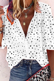 Casual Print Patchwork Turndown Collar Mid Waist Blouses(4 Colors)