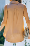 Casual elegante estampado com fivela básica camisa gola tops (3 cores)