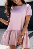 Modische, lässige, solide Patchwork-Prinzessin-Kleider mit O-Ausschnitt (6 Farben)