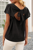 Casual Solid Backless With Bow O Neck T-Shirts