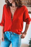 Casual Elegant Solid Patchwork Buckle Turndown Collar Tops(3 Colors)