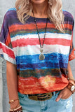 Camisetas casuais com patchwork de mudança gradual e gola redonda (7 cores)