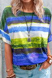 Camisetas casuais com patchwork de mudança gradual e gola redonda (7 cores)