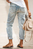 Fashion Street Solid zerrissene, lockere Denim-Jeans