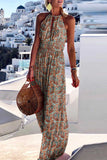 Vestidos plissados ​​com estampa boêmia fashion patchwork frente única (4 cores)