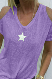Casual Print The stars Hollowed Out U Neck T-Shirts(9 Colors)