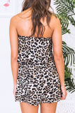 Fashion Street Leopard Patchwork Strapless Loose Rompers