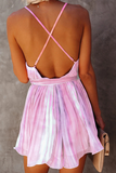 Moda Color Lump Backless Fold V Neck A Line Vestidos