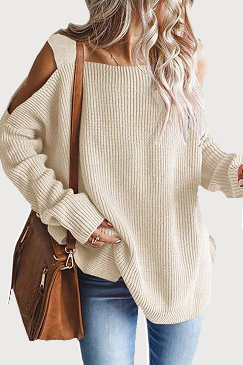 Casual Solid Hollowed Out Square Collar Tops