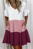 Casual Solid V Neck A Line Mini Dresses(4 Colors)