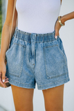 Shorts jeans retos com bolso dividido e sólido de rua