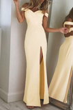 Fashion Elegant Solid Backless High Opening Off the Shoulder Irregular Dress Dresses(5 Colors)
