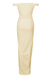Moda elegante sólido sem costas alta abertura fora do ombro vestidos irregulares (5 cores)