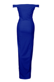 Moda elegante sólido sem costas alta abertura fora do ombro vestidos irregulares (5 cores)