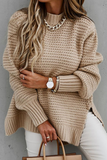 Fashion Street Solid Slit O Neck Pullover (4 Farben)