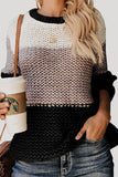 Moda casual sólido patchwork suéteres com gola redonda (4 cores)